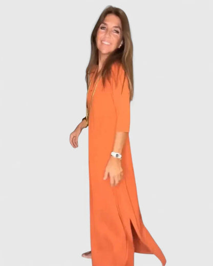 Calantha | Elegant Orange Maxi Dress