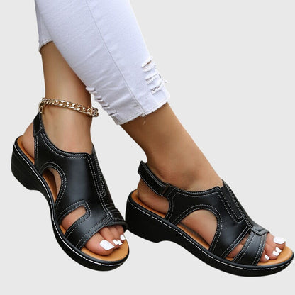 Astrid | Brown Leather Orthopedic Sandals