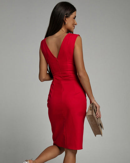 Calantha | Red Fitted Bodycon Dress