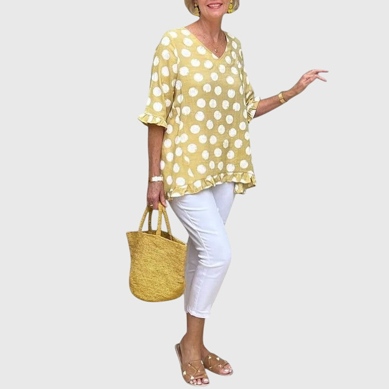 Astrid | Blouse - Soft Pink Polka Dot
