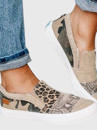 Calantha | Tan Animal Print Pain-Relief Slip-On Shoes