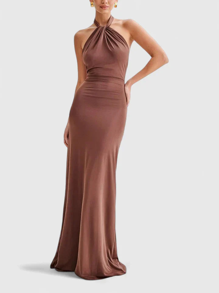 Calista | Terracotta Sophisticated Maxi Dress