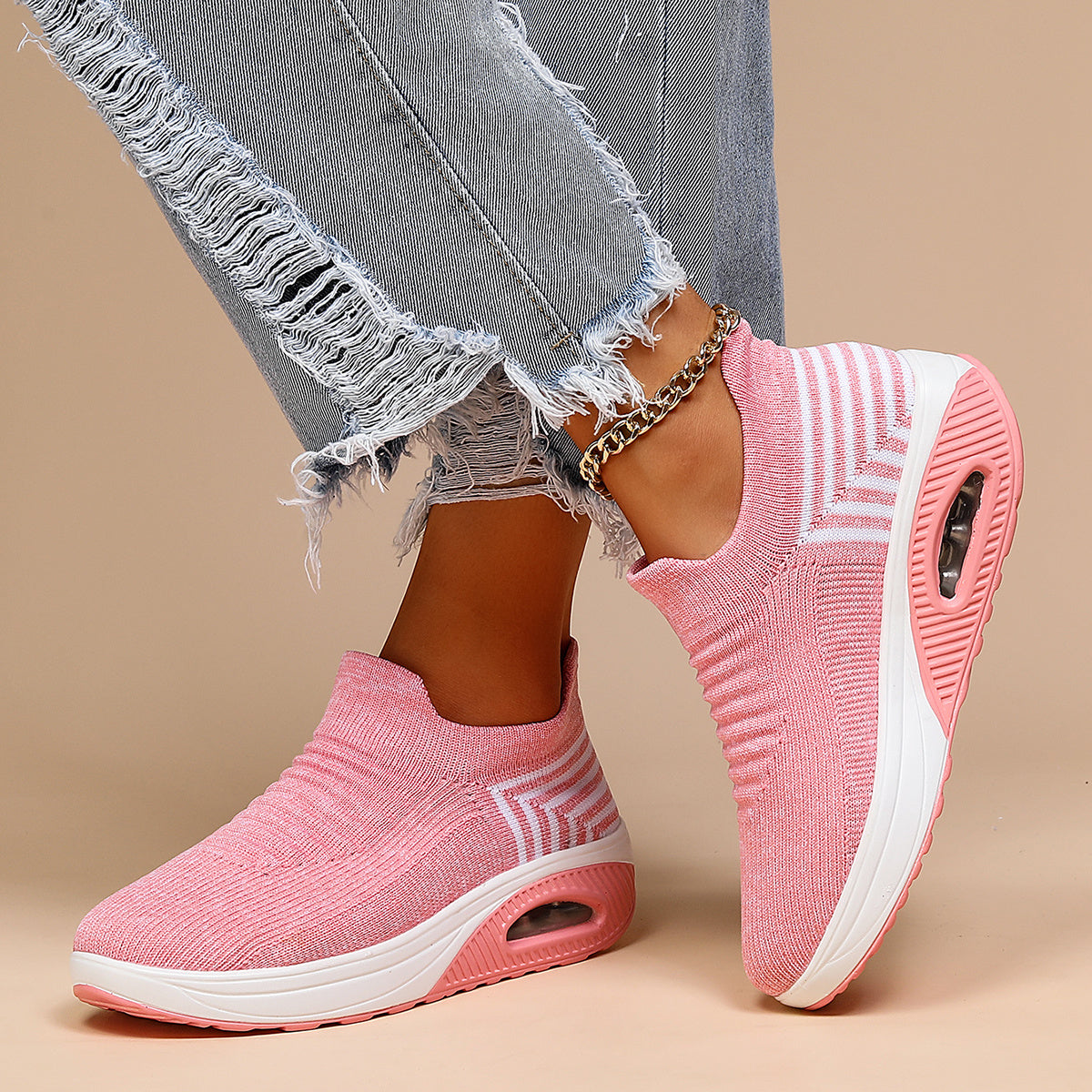 Alethea | Grey Knit Air Cushion Shoes