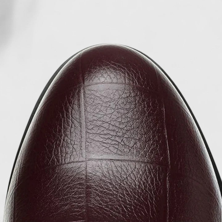 Calantha | Elegant Black Leather Wedge Shoes