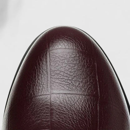 Calantha | Elegant Black Leather Wedge Shoes
