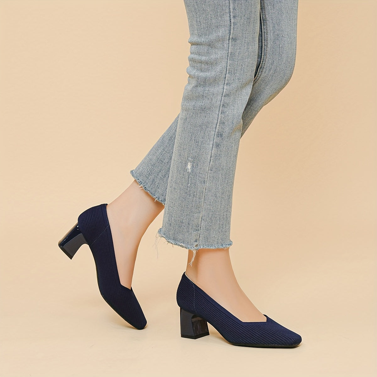 Alethea | Taupe Ribbed Orthopedic Heels