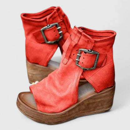Aria | Tan Suede Orthopedic Wedge Sandals