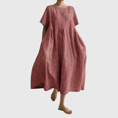 Calista | Terracotta Stripe Long Casual Dress