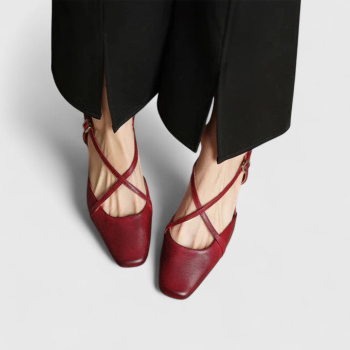 Adriana | Elegant Red Leather Sandals