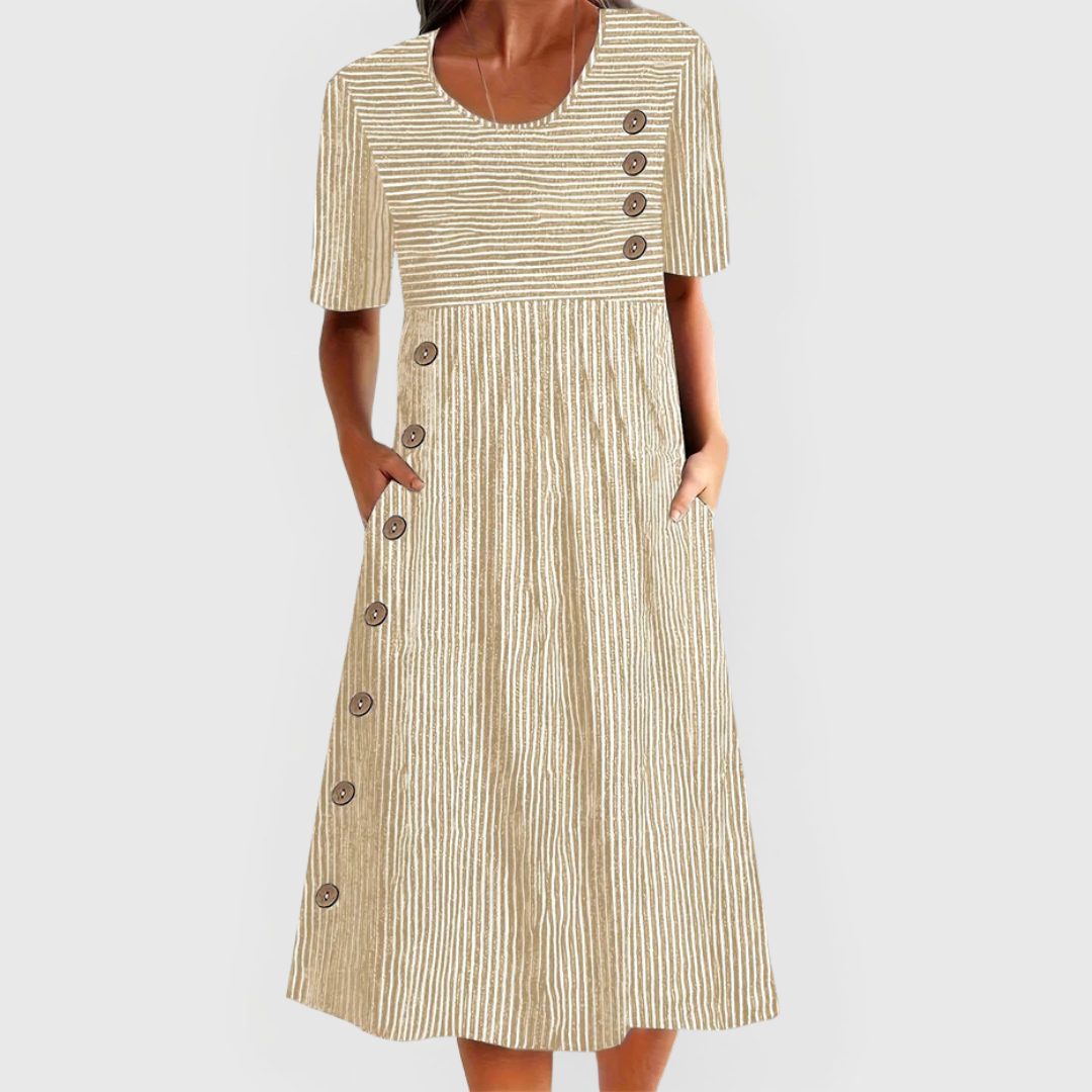 Astrid | Blue White Striped Midi Dress