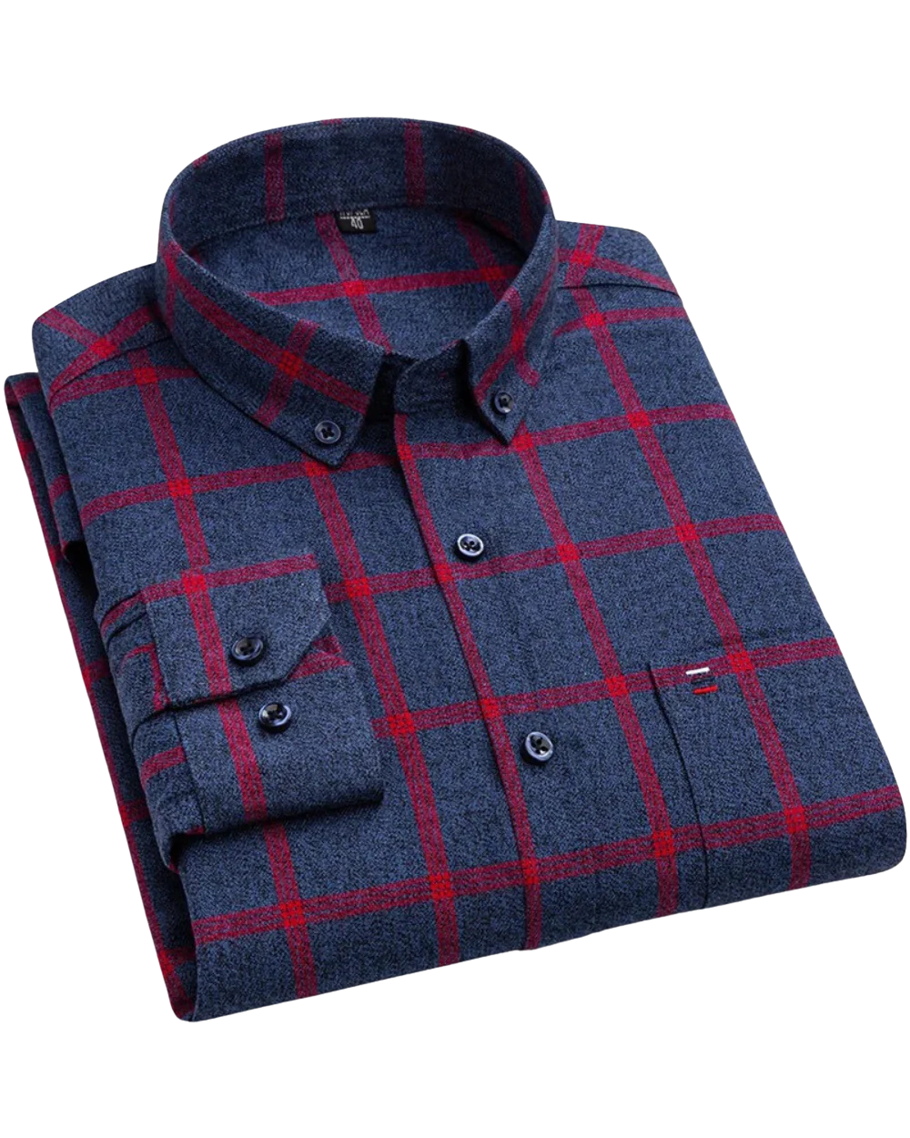 Benedict | Dark Navy Red Striped Check Cotton Shirt