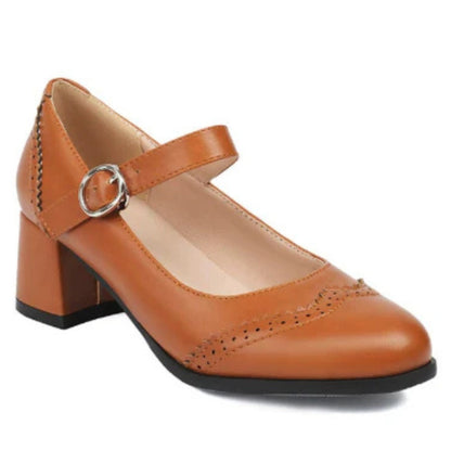 Calantha | Tan Leather Mary Jane Orthopedic Shoes