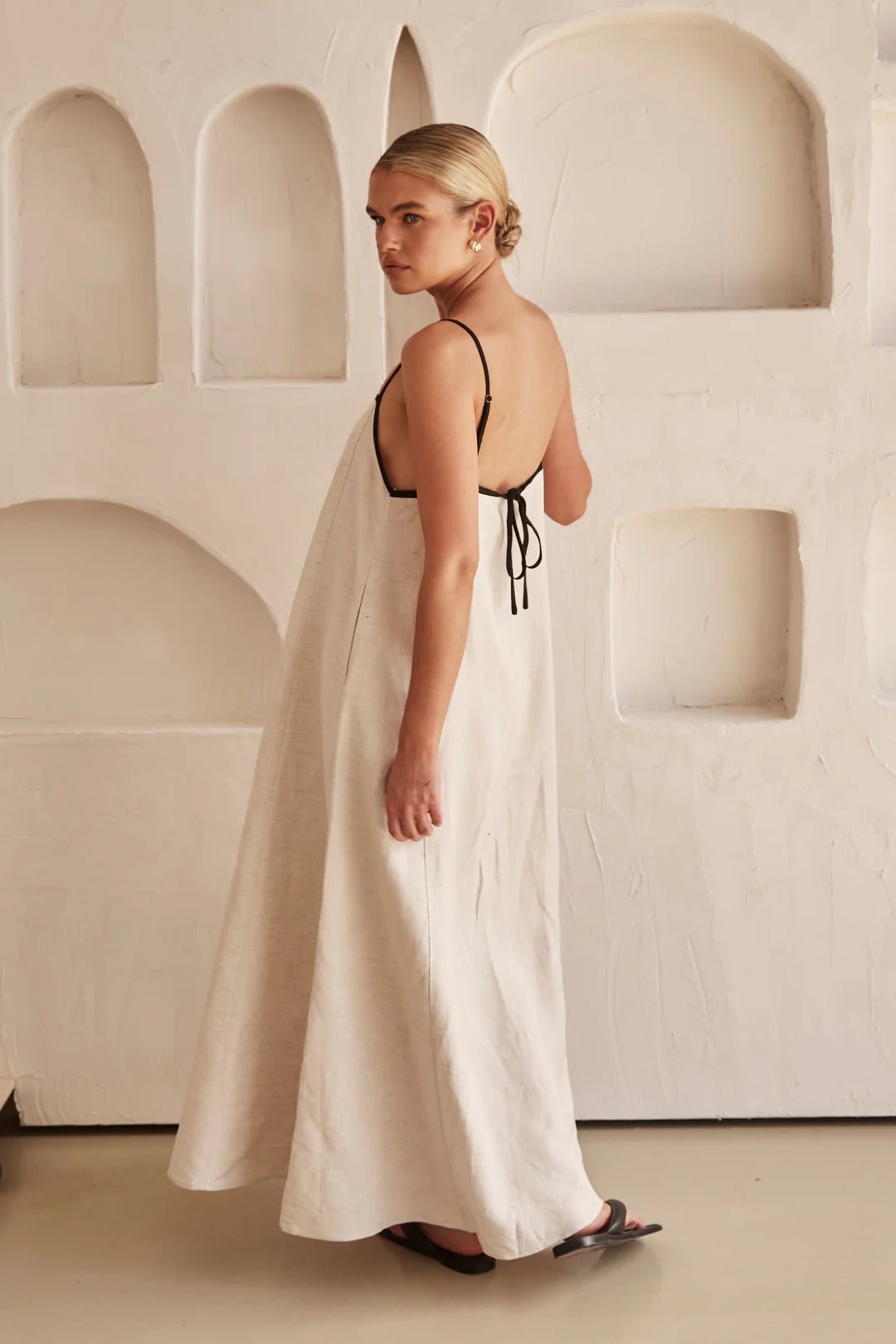 Astrid | Women's Linen Spaghetti Strap Maxi Wedding Guest Dress