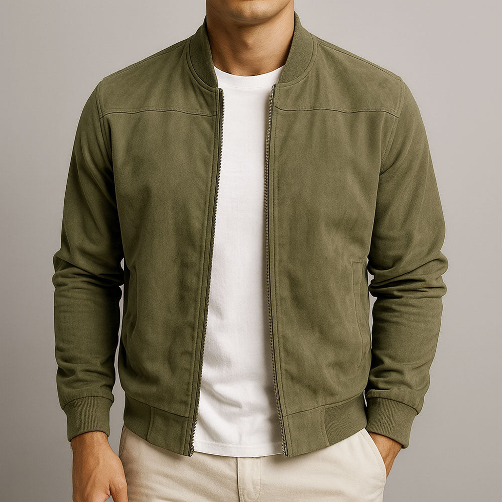 Asher | Tan Modern Minimalist Zip Jacket