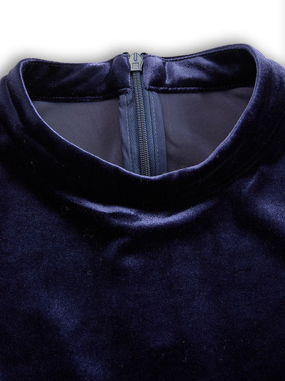 Calantha | Velvet Navy Long-Sleeve Midi Dress
