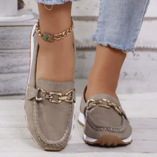 Alethea | Taupe Flannel Loafers