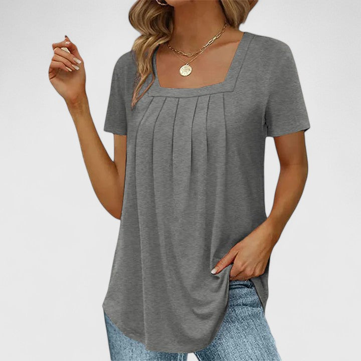 Calantha | Elegant Grey Sophisticated Summer Blouse