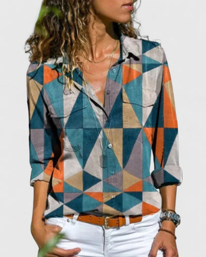 Calista | Vibrant Striped Elegant Blouse