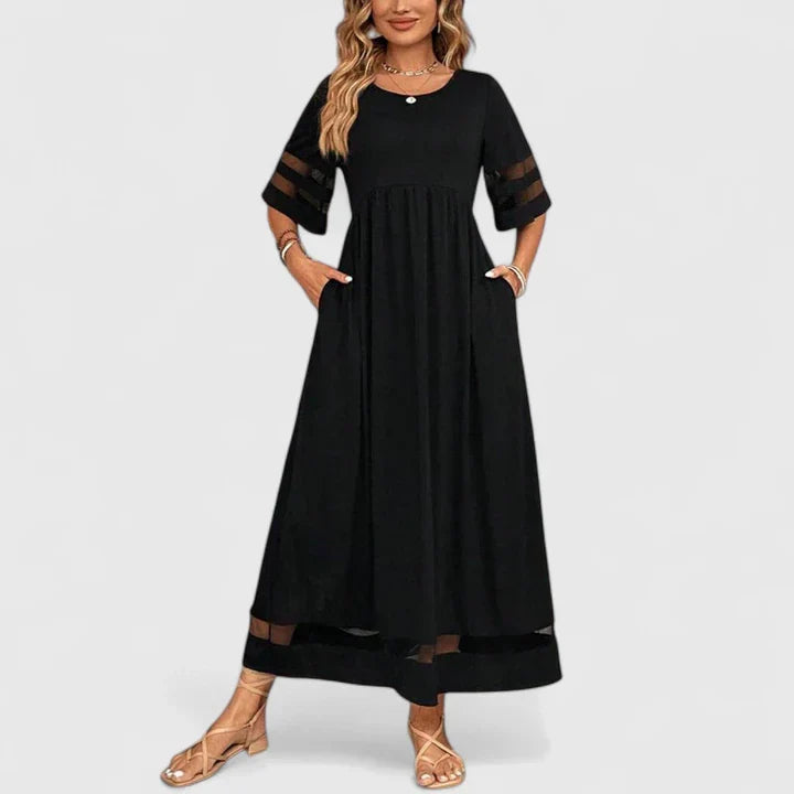 Calantha | Elegant Burgundy Midi Dress