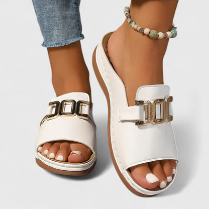 Calista | Black Leather Sophisticated Sandals