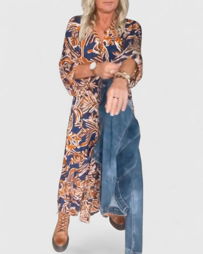 Aurelia | Elegant Navy Floral Maxi Dress