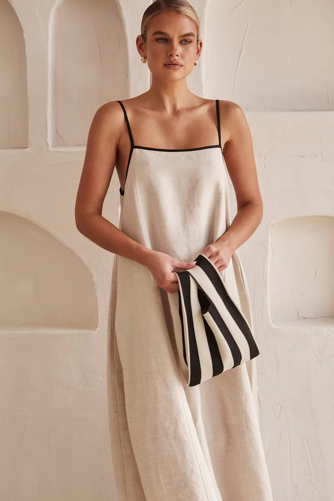 Astrid | Women's Linen Spaghetti Strap Maxi Wedding Guest Dress