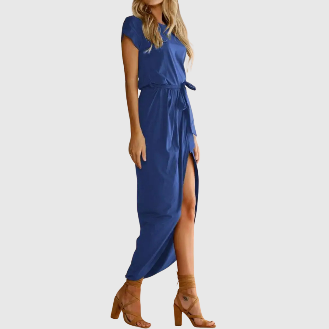 Calantha | Elegant Grey Casual Midi Dress