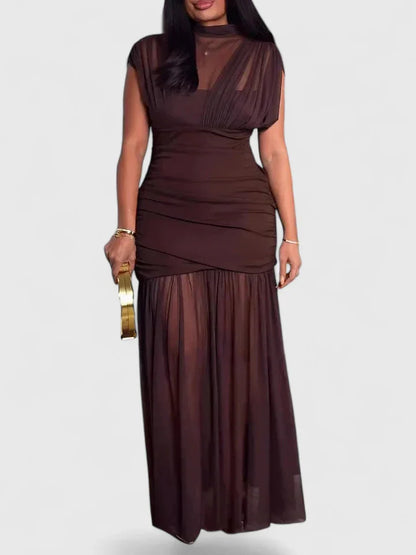 Calantha | Red High-Neck Elegant Dress
