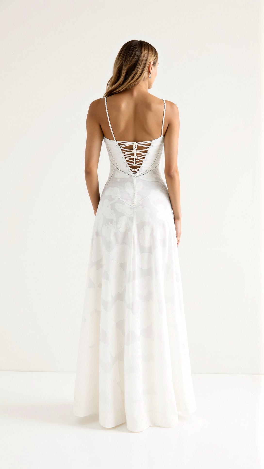 Astrid | Women’s Wedding Guest Slip Maxi Dress in White Floral