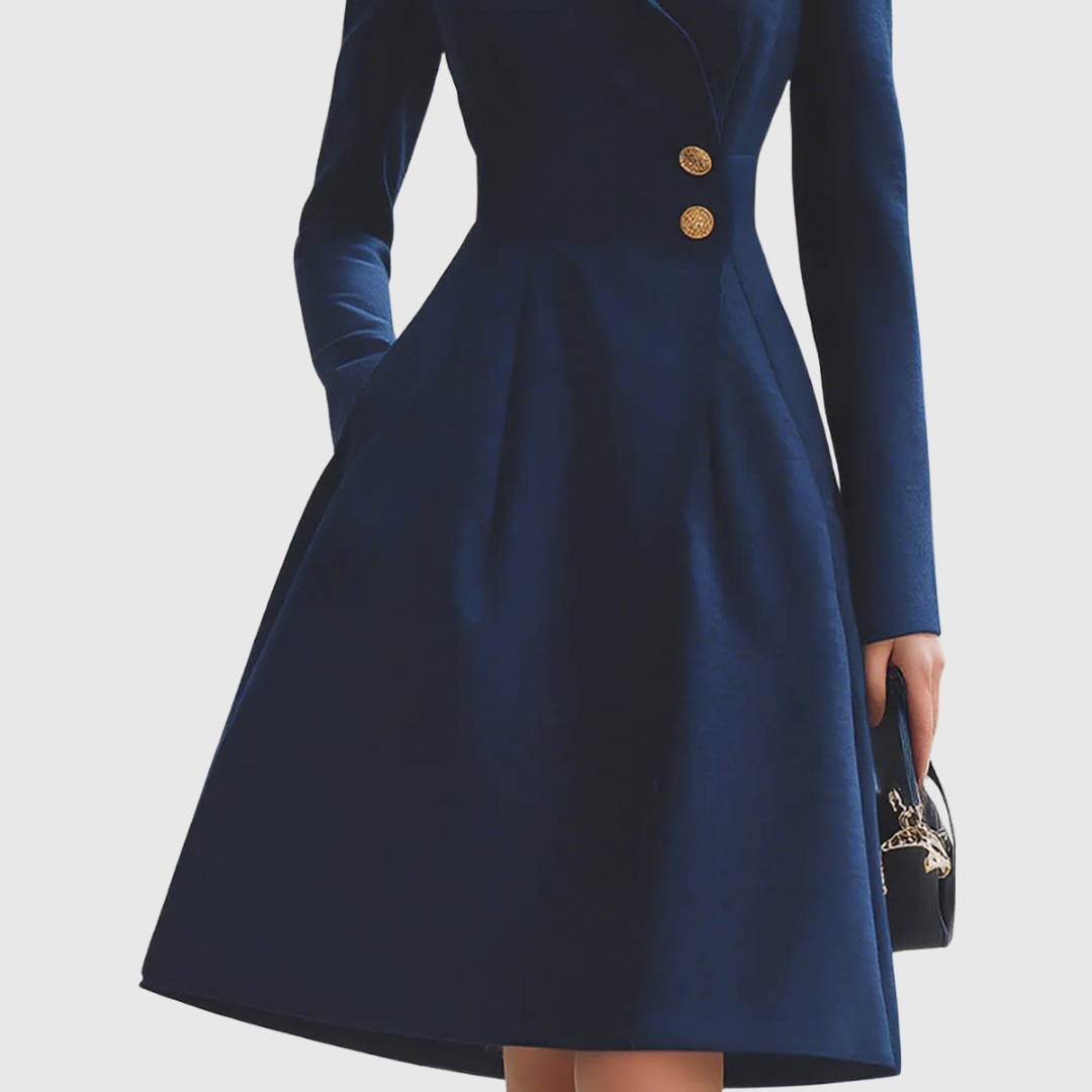 Astrid | Navy Velvet Tailored Fit Coat Dress
