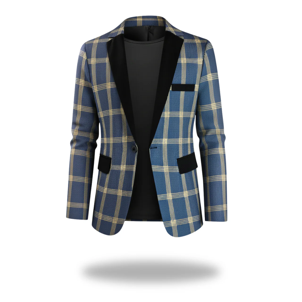 Beckett | Navy Plaid Modern Tailored Blazer
