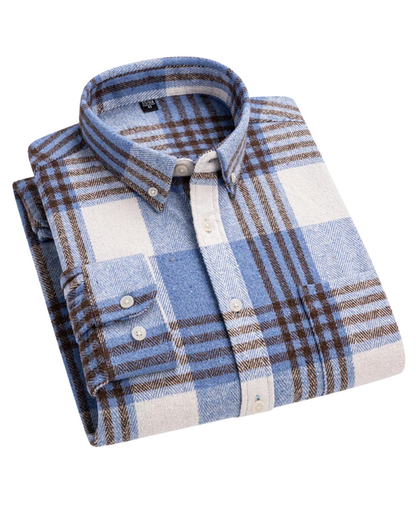 Beckett | Brown Plaid Checked Cotton Shirt