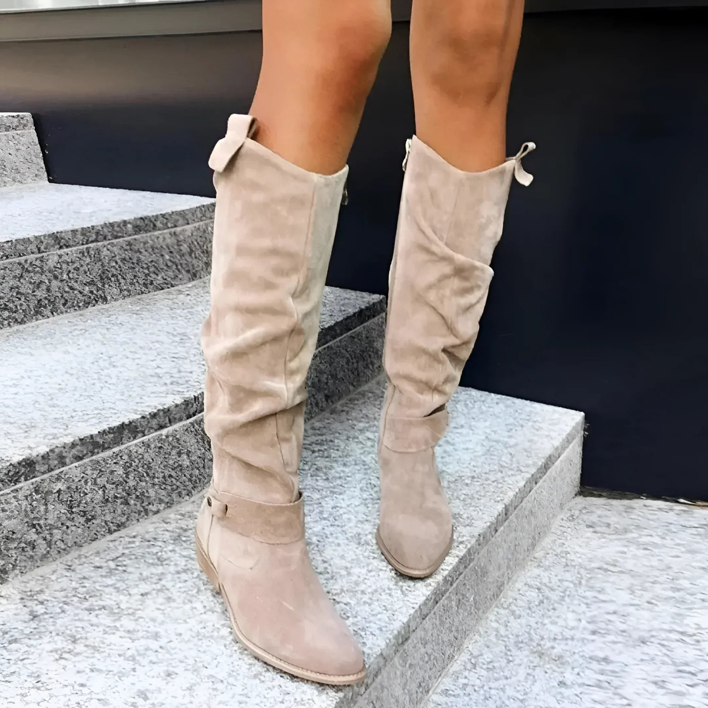 Alethea | Luxury Black Suede Knee Boots