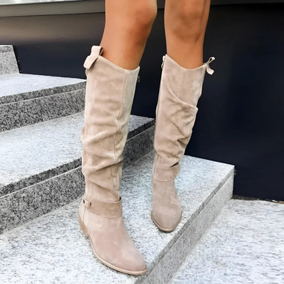 Alethea | Luxury Black Suede Knee Boots