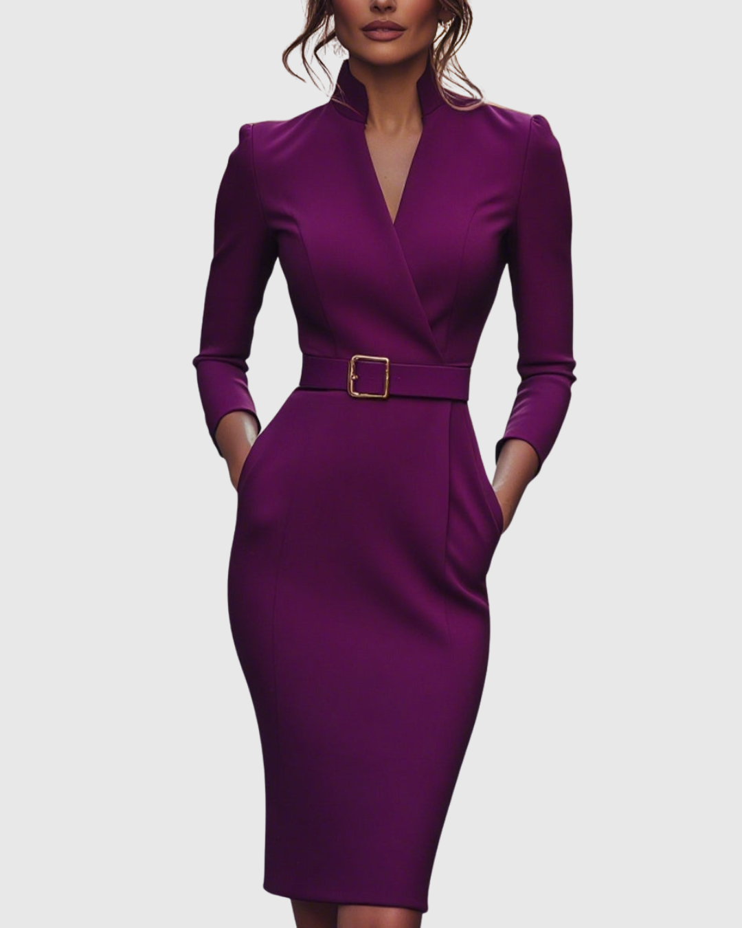 Calantha | Sleek Black Refined Midi Dress
