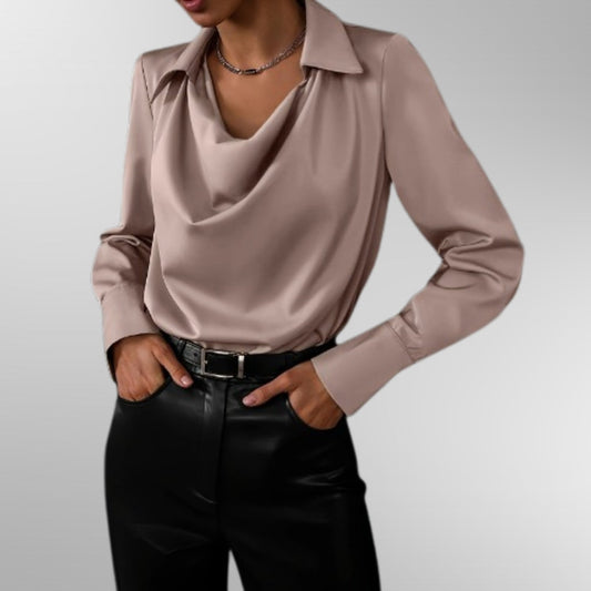 Astrid | Blush Elegant Satin Blouse