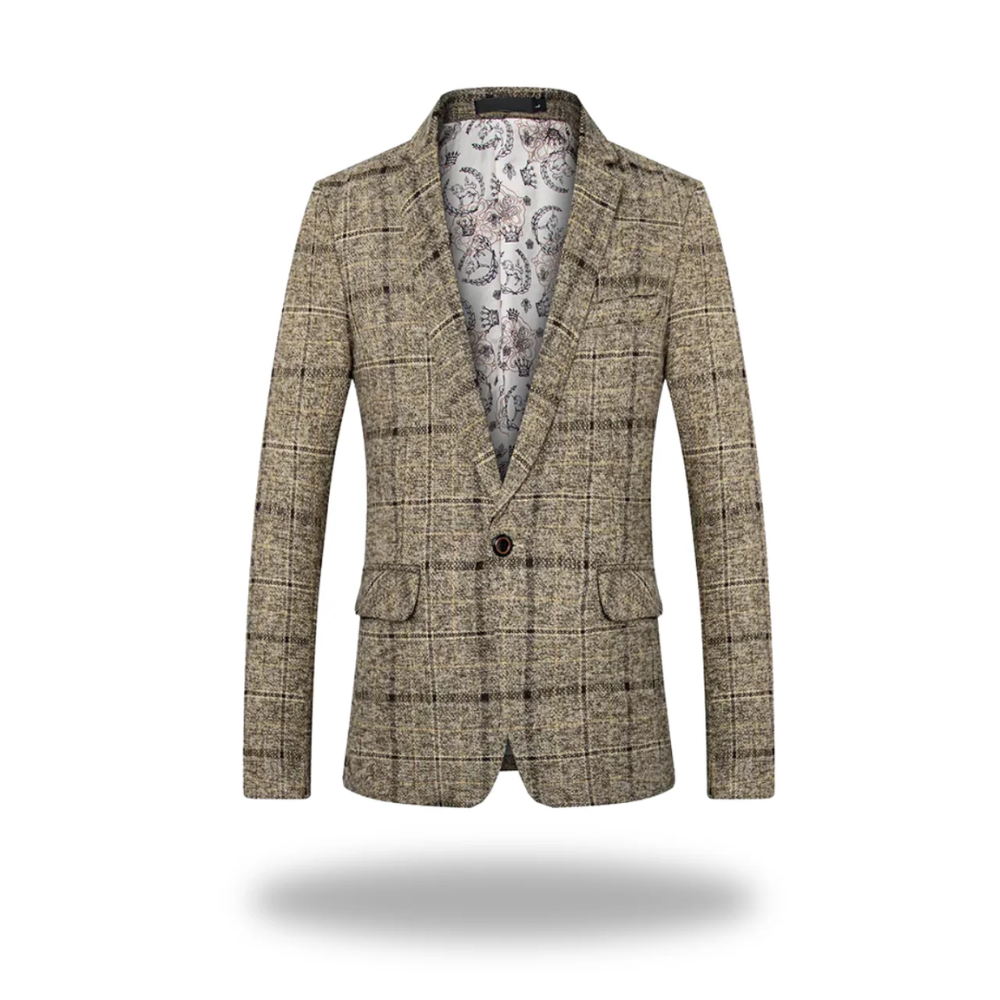 Benedict | Dark Navy Plaid Premium Modern Jacket