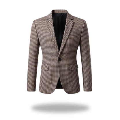 Beckett | Grey Houndstooth Refined Tailored Blazer