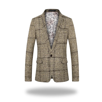 Beckett | Navy Blue Plaid Premium Modern Jacket