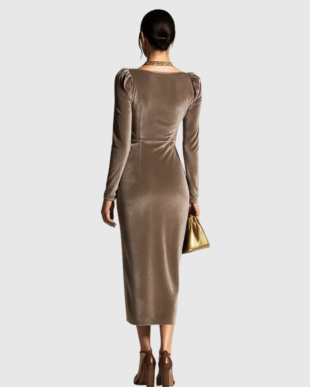 Calanthe | Velvet Elegant Pleated Midi Dress