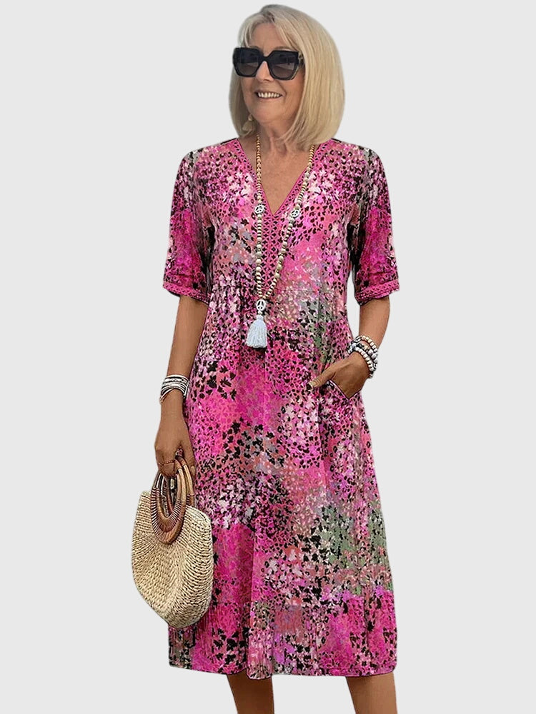 Astrid | Elegant Floral Silk Midi Dress