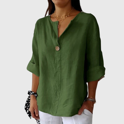 Calista | Cream Linen Elegant Blouse