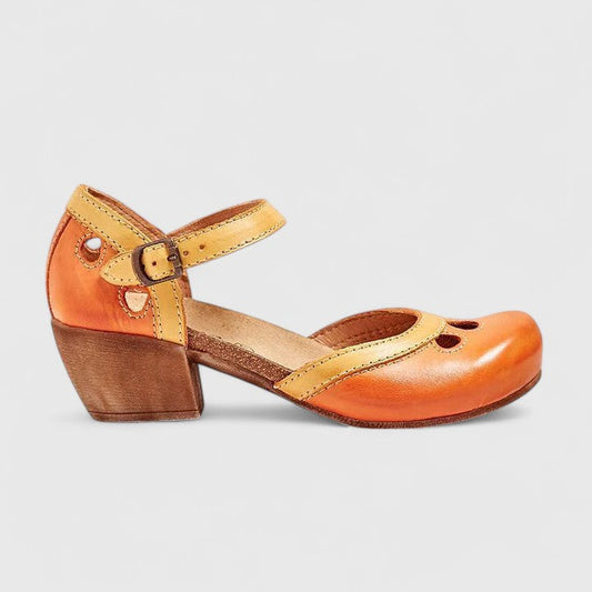 Aurelia | Luxury Orange Leather Orthopedic Sandals