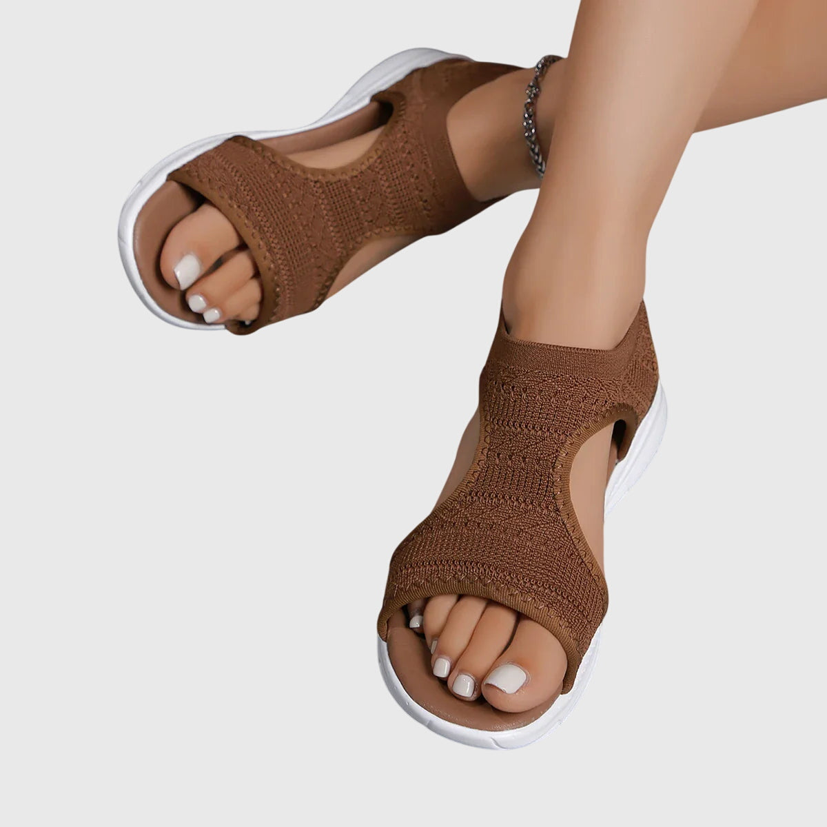 Calista | Brown Knit Orthopedic Sandals