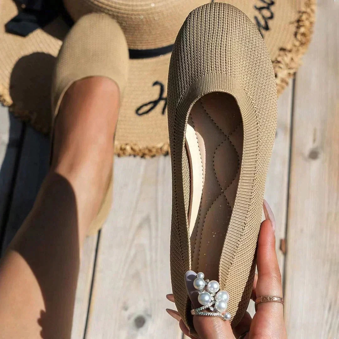 Calista | Beige Knit Anti-Slip Breathable Shoes