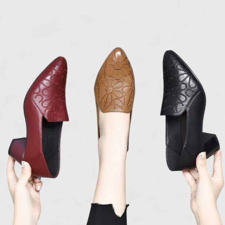 Alethea | Sophisticated Black Leather Pointed-Toe Shoes