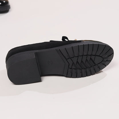 Kaida | Elegant Black Loafers with Gold Accents