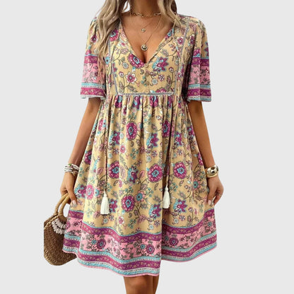 Calista | Floral V-Neck Elegant Dress