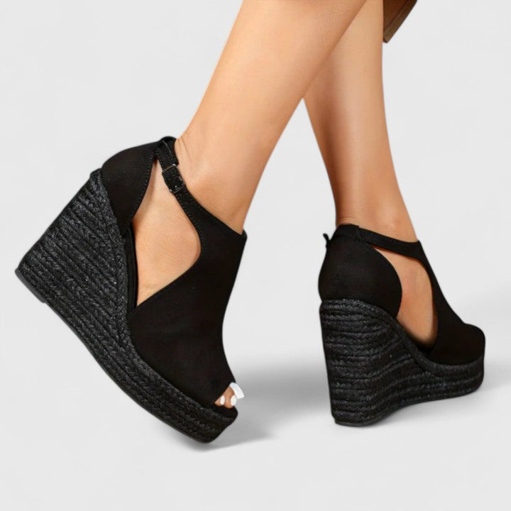 Calantha | Black Suede Orthopedic Heels