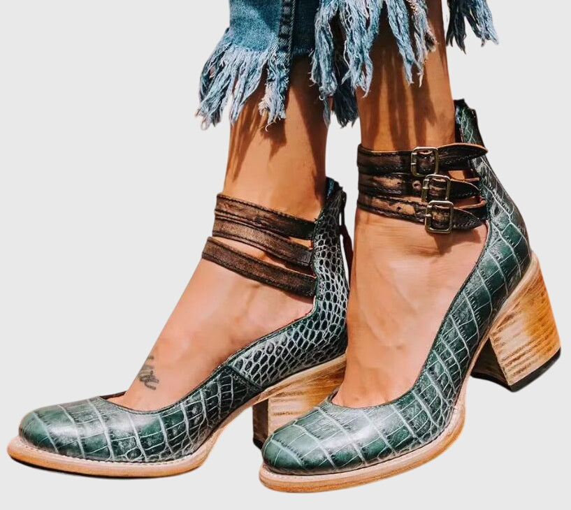 Calista | Tan Buckle Stylish Heels